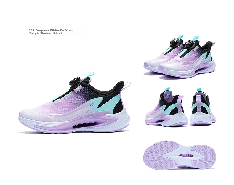 361° Wind Vent 7.0 Kids Running Shoes Spring 2026 Boys and Girls Lightweight Bounce Cushioning Professional Dial Sports Shoes Black Size 29 39