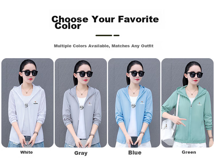 Woodpecker Women's Ice Silk Sun Protection Jacket Summer Hooded Breathable UV Protection Outdoor Sunscreen Coat Blue L 11