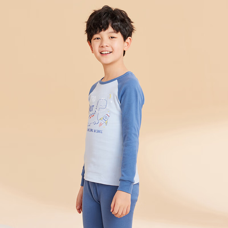 Hodo Children's Pure Cotton Underwear Set, Boys And Girls Autumn Clothes And Pants, Pajamas, Cotton Sweater Set M1241 Light Blue 160