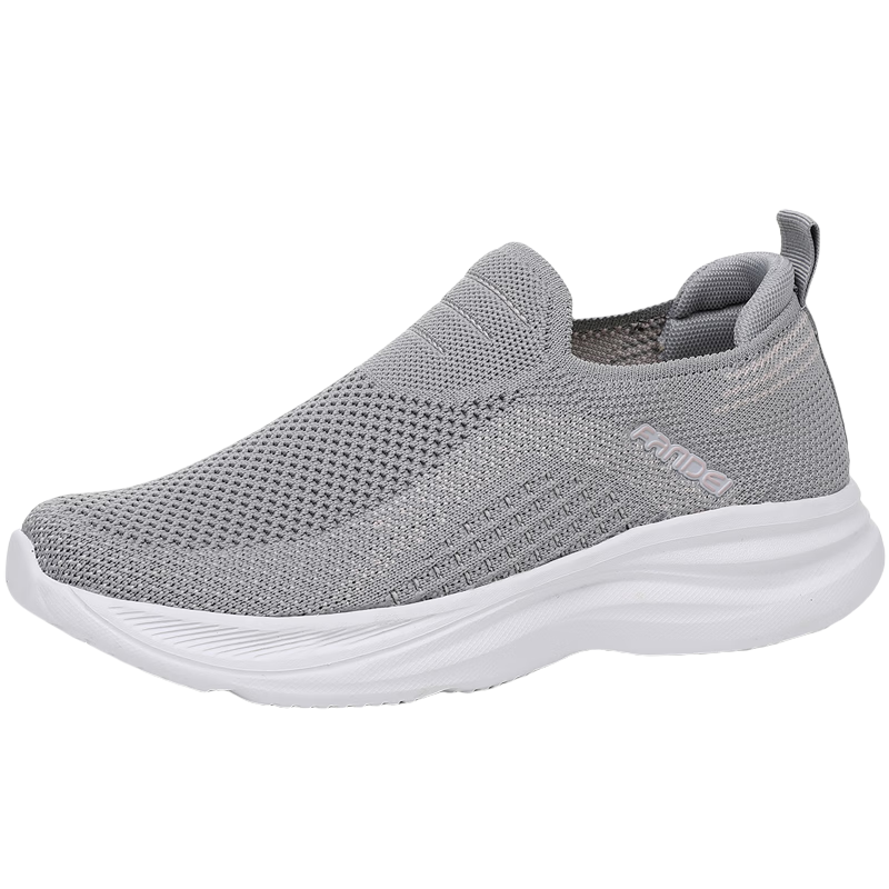BURUIJING Spring Old Beijing Cloth Shoes Women's Slip-On Casual Shoes Mom Sports Shoes 61153 Gray Size 38