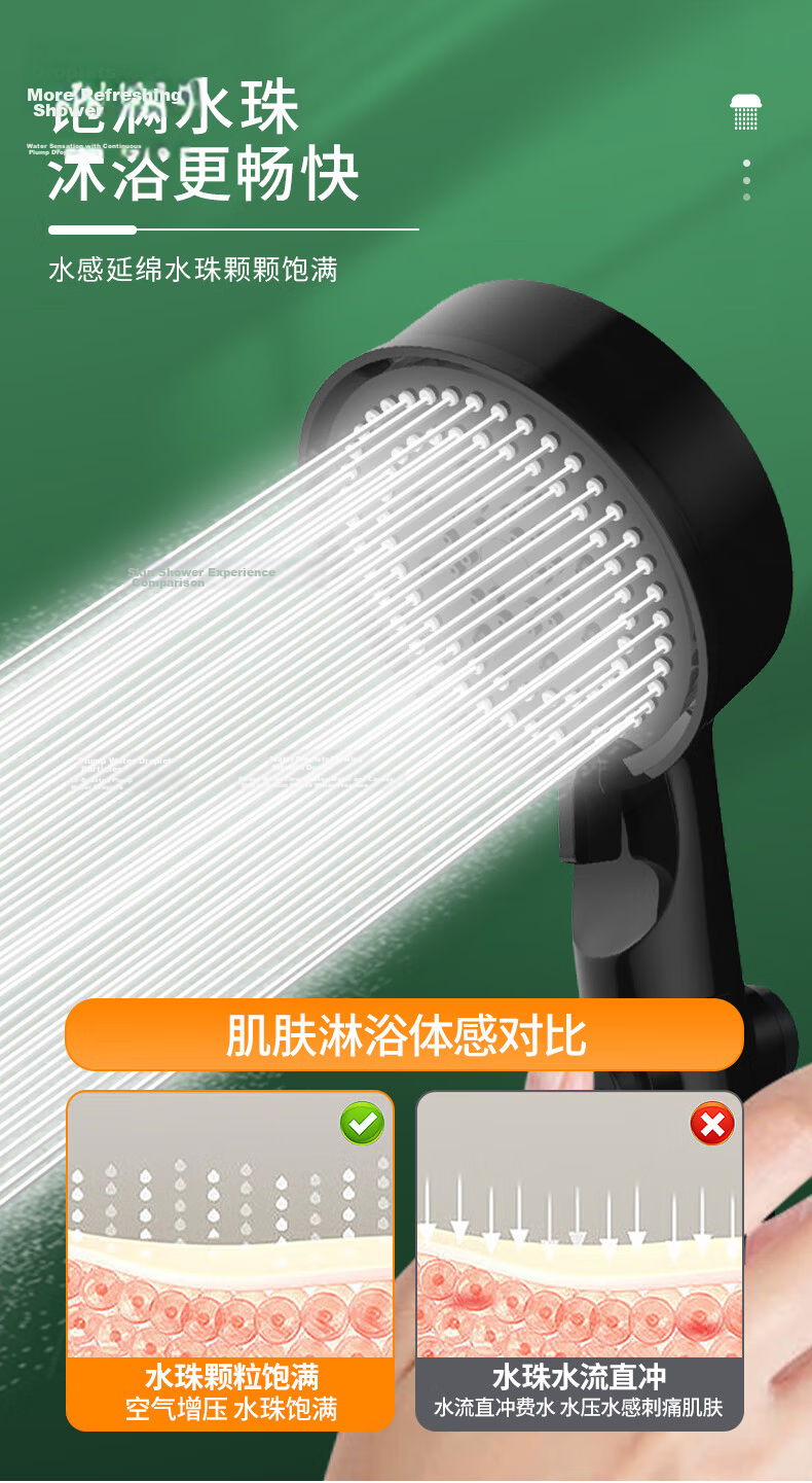 KEGOO Shower Head Set with Hose and Bracket, 3-Piece High-Pressure Handheld Shower Head, Universal Bath Sprinkler 4091 6