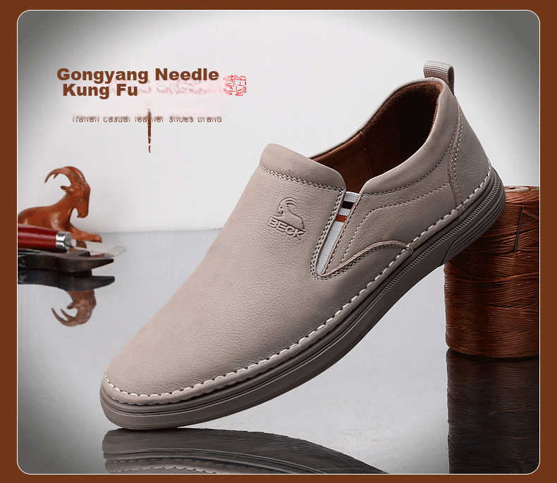 Men's Ram Leather Casual Shoes New Spring Genuine Leather Soft Durable Slip-On Driving Shoes 2