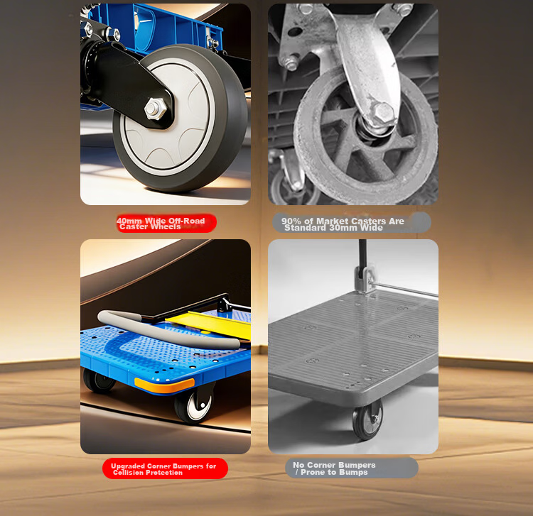 BYB Folding Hand Truck, Cargo Flatbed Cart, Trolley, Hand-Pulled Cart, 80x50cm, 500 Jin Capacity, CQ-Z3 6