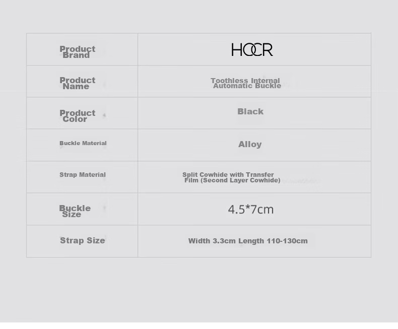 HOCR Men's Genuine Leather Automatic Buckle Belt Cowhide Toothless Inner Waistband Birthday Gift for Boyfriend 17