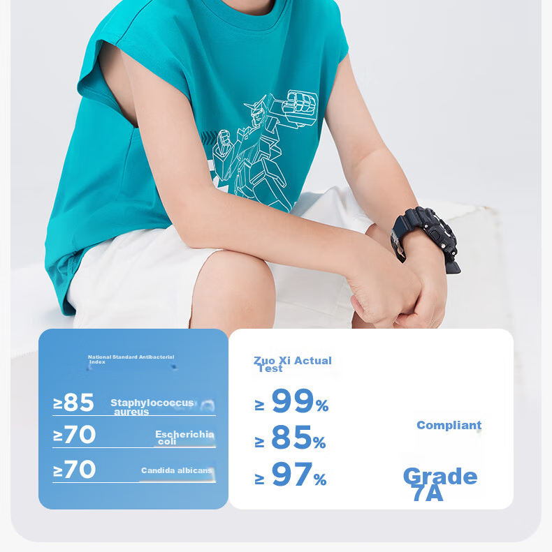 Zuo Xi Boys' Cooling Sleeveless Vest T-Shirt 2026 New Summer Kids' Top White 140 8