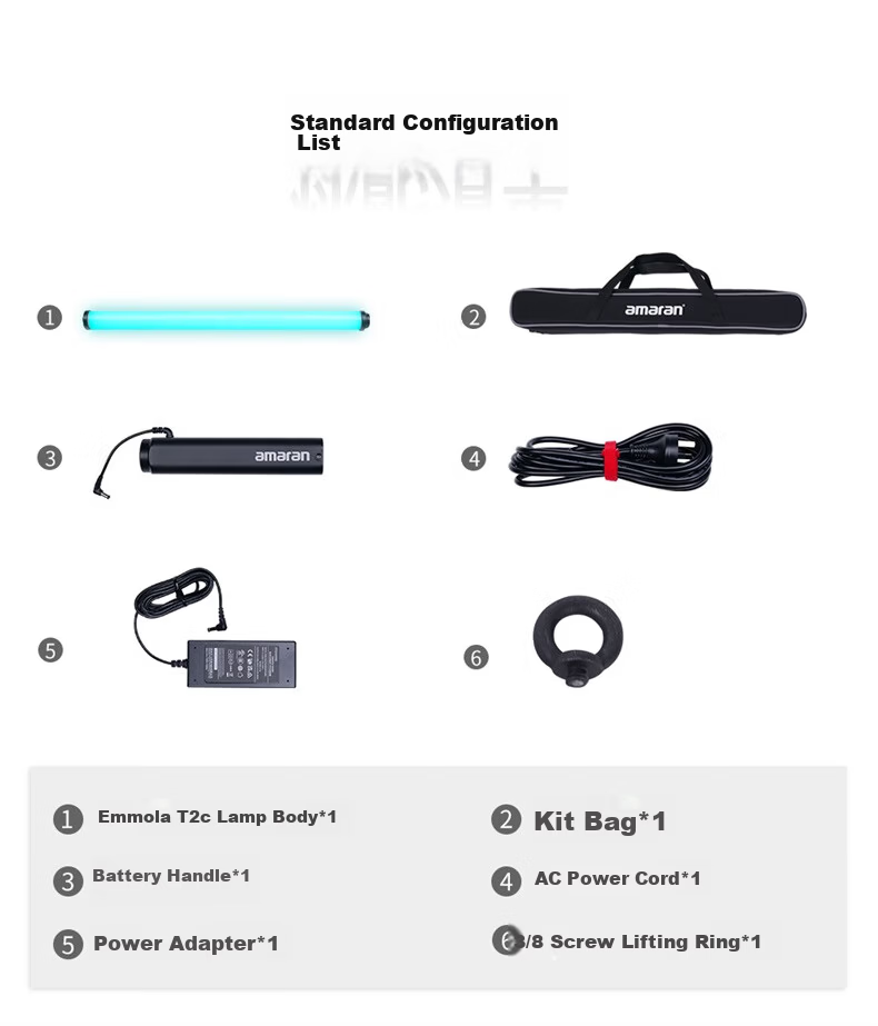AMARAN Aputure T2c Handheld LED Fill Light Stick Outdoor Portable RGB Full-Color Stick Light for Live Streaming Photography Soft Ambient Light 16