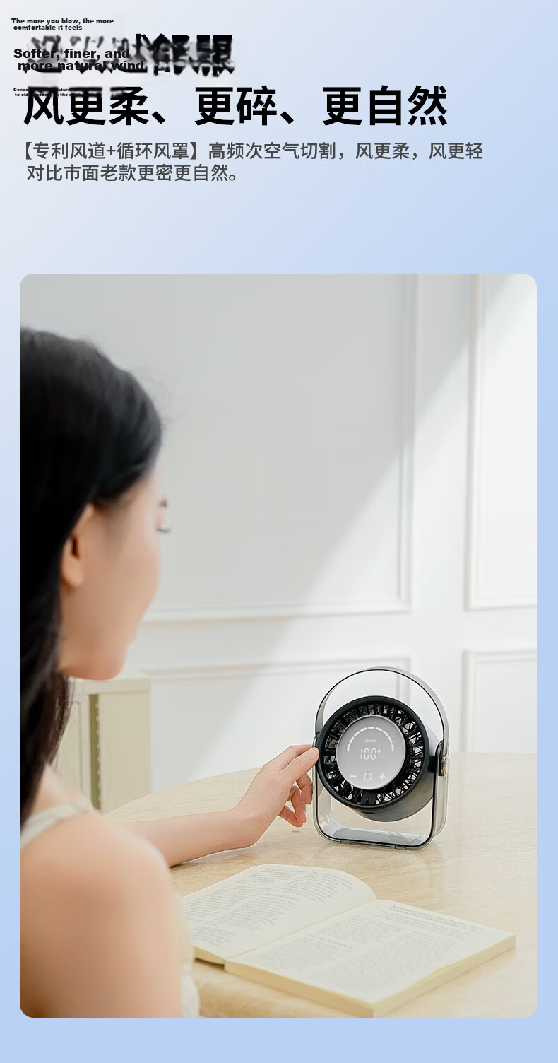 AIMIKU 2026 New Mini Desktop Fan Ultra-Quiet USB Rechargeable Student Dormitory Office High Wind Long-Lasting Aviation Air Circulation Fan Summer Home Table Air Conditioner Fan 8