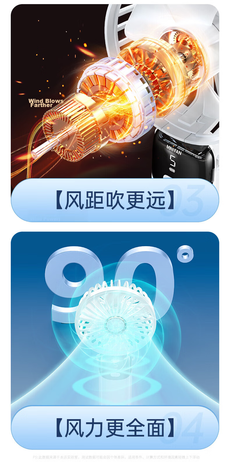 Tafic Semiconductor Cooling Mini Fan 26 New Handheld Portable Cooling Fan Rechargeable Long Battery Life (Mist White) 4