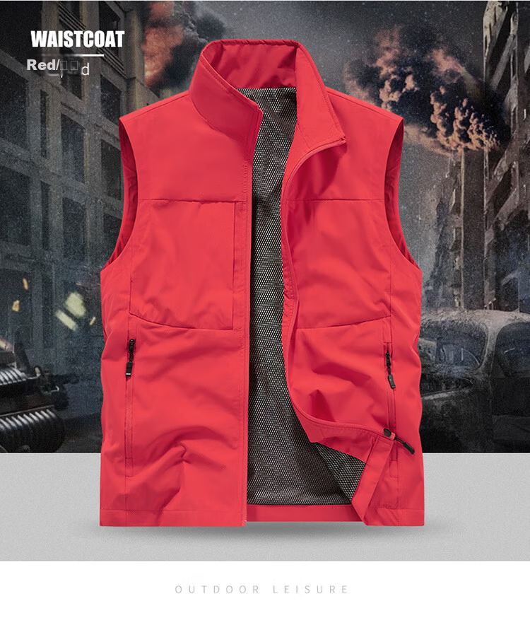 JEEP SPIRIT Men's Outdoor Casual Quick-Dry Vest Blue 3XL Autumn Breathable Simple Stand Collar Photography Jacket 19