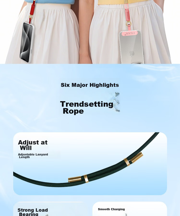 ESCASE Perfumed Phone Lanyard Crossbody Neck Strap Dopamine High-End Retractable Adjustable Anti-Lost for Huawei Mate 80 Apple 17 Pro Long White 4