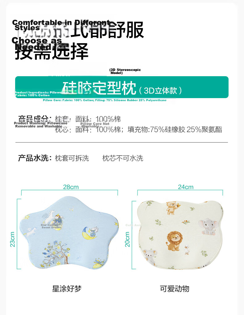 PurCotton Baby Shaping Pillow Pure Cotton Newborn Neck Protection Pillow Head Correction Children's Pillow - Obedient Little Rabbit 18