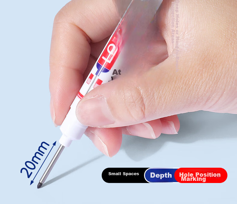 DiLe Long-Tip Marker Pen, Oil-Based Line Marker, Specially Designed for Tiles And Carpentry, Construction Site Use, Extended Deep Hole, Fine Line Drawing, Waterproof And Oil-Resistant Marking Pen, XN-317 Mixed Colors, Pack of 6 5
