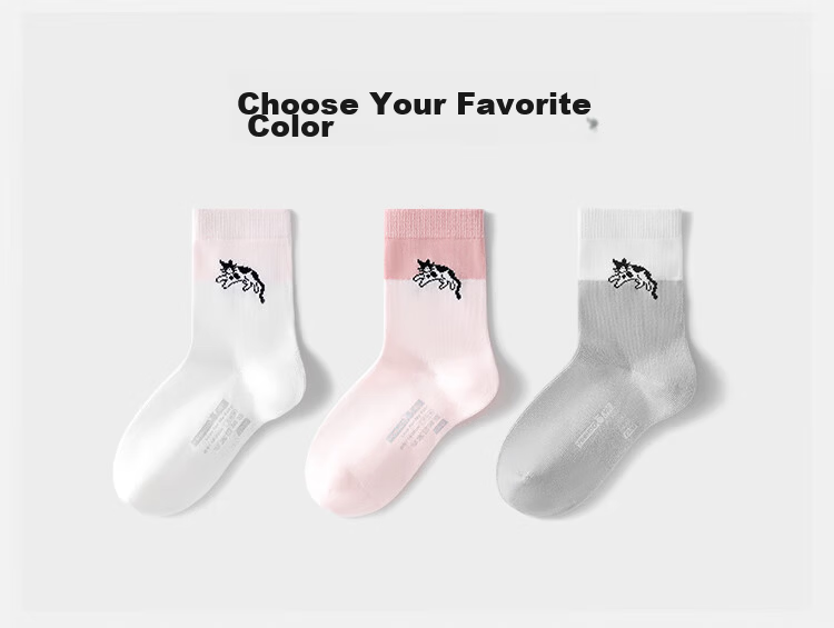 Ying's Kids Antibacterial Deodorant Mesh Socks 6-12 Years Summer Thin Mid-Calf Socks 3 Pairs Unisex 15