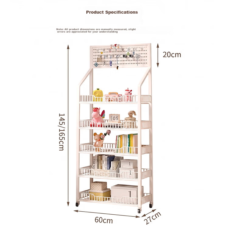 Zhuobo Kitchen Storage Rack, Floor-Standing Organizer, Living Room Snack Shelf, Home Shelving Unit, Metal Shelf, BH17, Five-Tier, White, 60cm 16