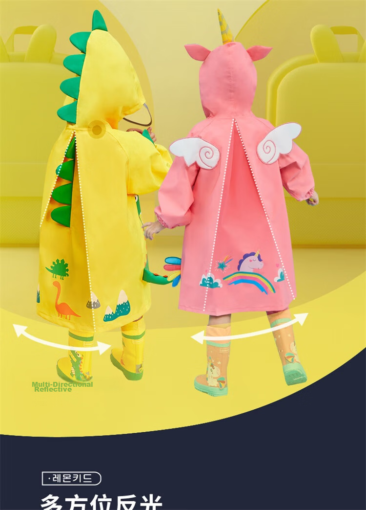 Lemonkid Children's Raincoat, Boys And Girls Baby Poncho Style, Elementary School Student Rain Gear, Leqi Pinguo Long L 10