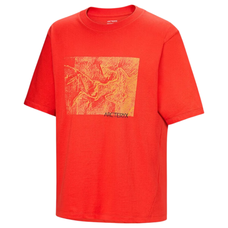 ARC'TERYX KRAGG COTTON LITHOGRAPHICA SS Men's Cotton Short Sleeve T-Shirt Imperial Red S