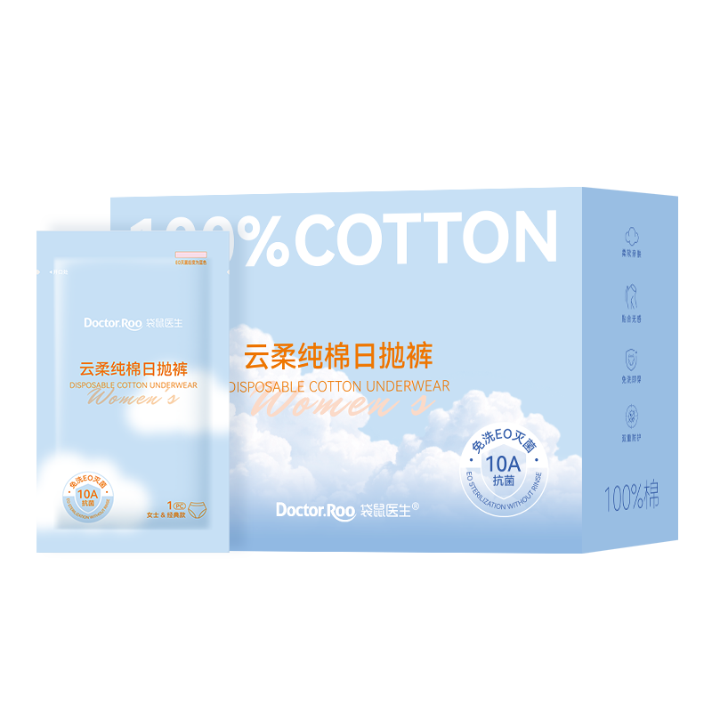 Kangaroo Doctor Disposable Women's Underwear 10A Antibacterial Maternity Postpartum Cotton Travel Wash-Free Daily Use XL Size 5-Pack