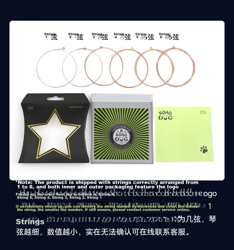 Lugou Acoustic Guitar Strings Full Set 6 Strings AC10 PU Coated - Soft Feel 10-47 2