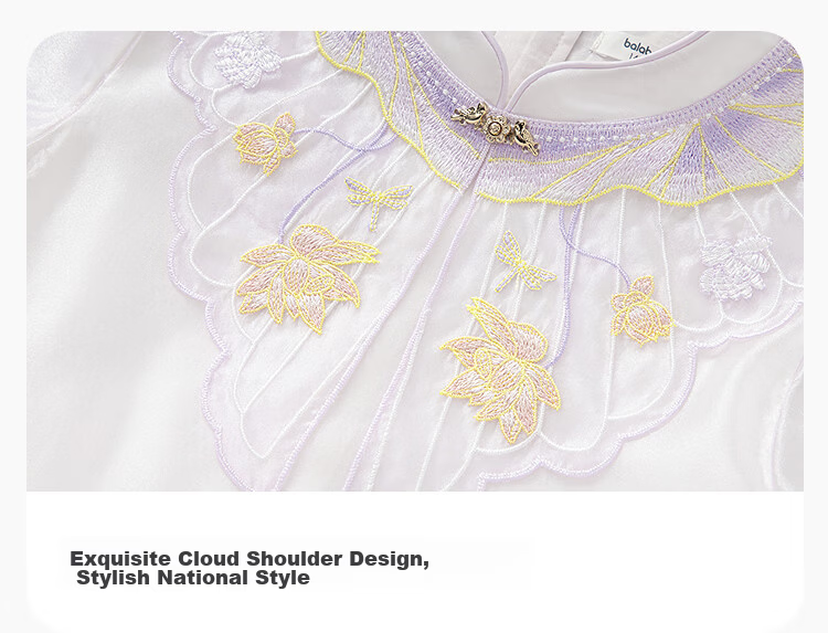 Balabala Girls Dress Children's Summer 2025 New Chinese Style Qipao Dress [Mall Same Style] 202225111035 4