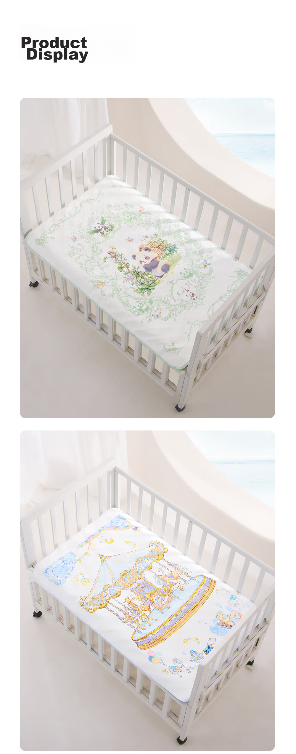 Liangliang Baby Waterproof Washable Cotton Linen Urine Pad Large Flower House 110*70CM 15