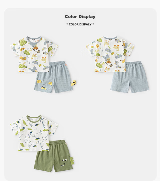 Kaka Panda Boys Simple Set Children's Short Sleeve Shorts Summer Outfit Girls Baby New Top Infant Two-Piece Set 10