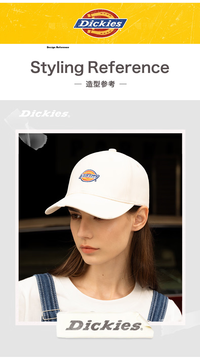 Dickies Hard Top Embroidered Baseball Cap Unisex Adjustable Sunshade Sports Casual Hat Gray 9