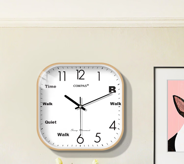 Compas Silent Modern Minimalist Square Quartz Wall Clock for Living Room Bedroom 28cm Gold 1557 6