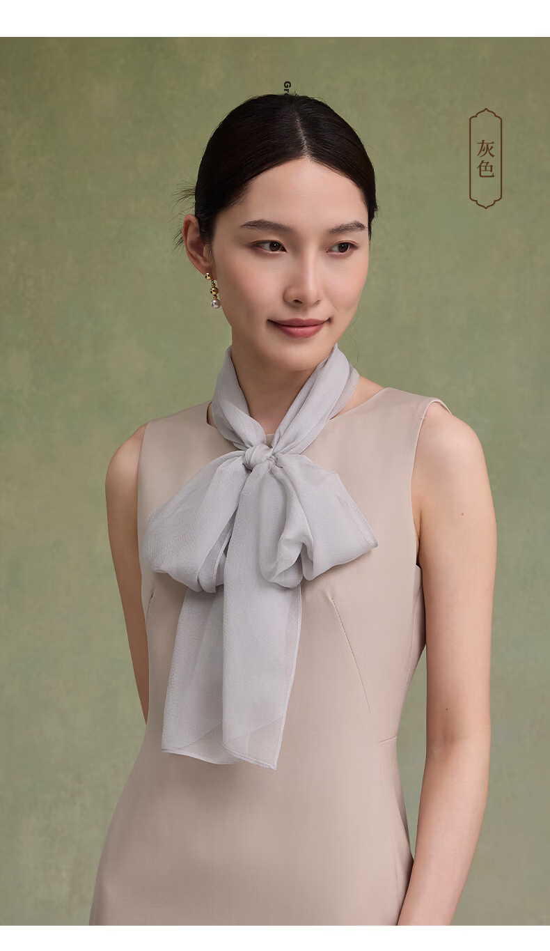 Shanghai Story Women's 100% Mulberry Silk Solid Color Pearl Yarn Long Scarf Chiffon Shawl Valentine's Day Gift for Girlfriend 19