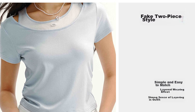 Semir Mall Style | Women's Summer Short Sleeve T-Shirt, Short Slim Fit, Fake Two-Piece, 2026 Versatile Slimming 101326100042 12