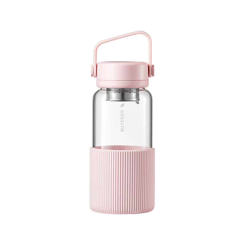 Buydeem Portable Tea Infuser Cup High-Temperature Resistant Glass Water Bottle with Titanium Tea Basket for Home and Outdoor Use