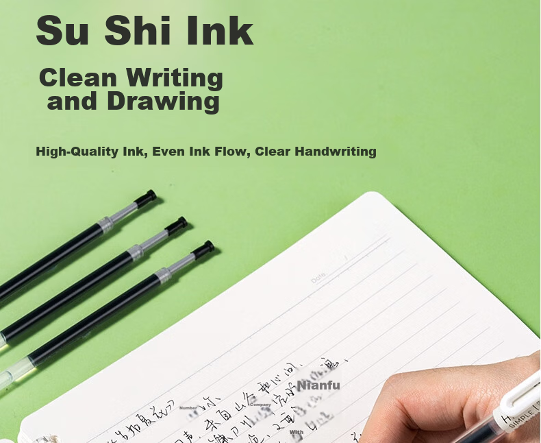 Deli Fun Puppy Diary Refill, Quick-Drying Ink Student Gel Pen Refill, Student Stationery, 0.5mm ST Tip Black Refills, 10 Pieces/bag, SE221 College Entrance Exam 5