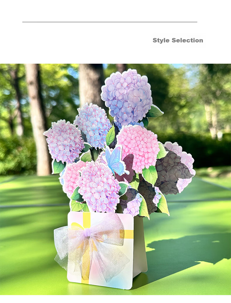 DiLe Birthday Gift for Teacher DIY Handmade Blooming Bouquet Kindergarten Primary School Creative 3D Pop-up Mom Greeting Card Postcard Single MJ-A665 Blue 13