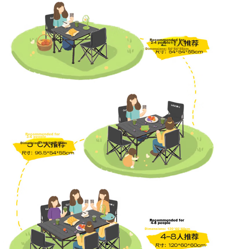 Gosoo Egg Roll Table Camping Table Outdoor Folding Table Market Picnic Table Portable Outdoor Balcony Leisure Table Black 8