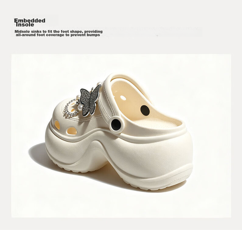 La Chapelle Women's Thick Sole Hollow Out Summer Casual Comfortable Butterfly Slide Sandals 216 Off-White Size 37-38 6