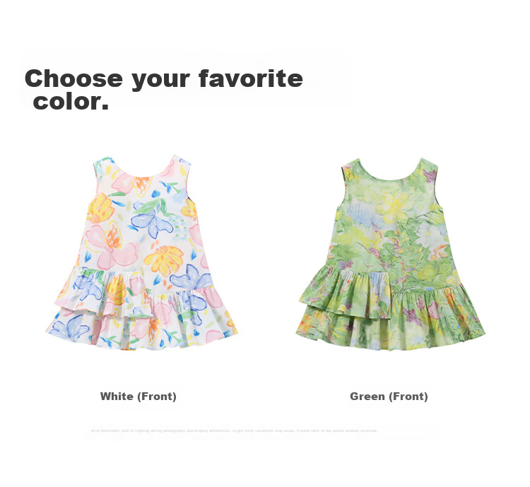 YEEHOO Girls' Dress Children's Dress Big Kids Vest Dress Pastoral Style Printed Fashion Summer White 140 20