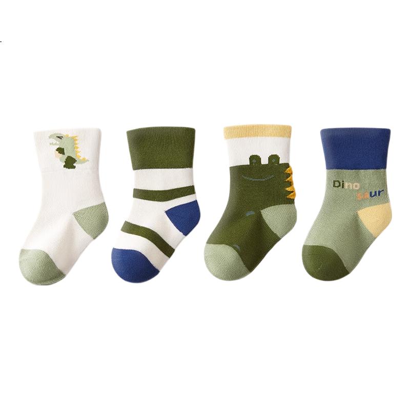 Mianqixiong Baby Socks Infant Class A Cotton Socks Boys Cartoon Children's Autumn Winter Non-Binding Full Cotton Mid-Calf Socks - YW03-0-1