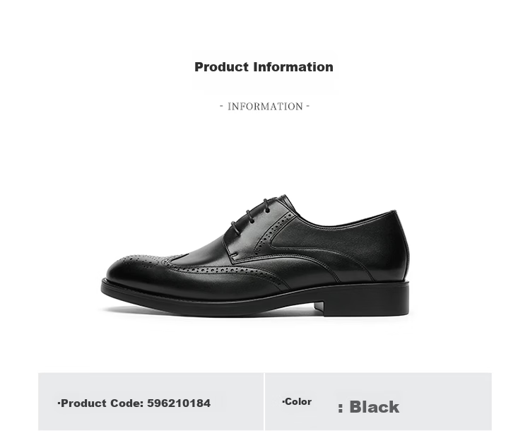 Goldlion Men's Shoes, Urban Formal Wear, Distinctive Carved Leather Shoes, Durable Comfortable Brogue Shoes, 59621018401A, Black, Size 40 21