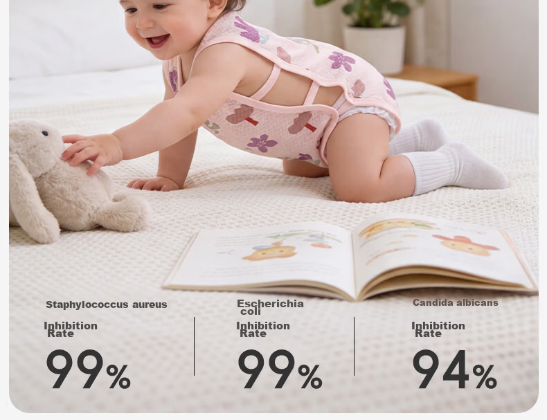 Tonglian Chuxin [Ice Cotton] Baby Romper Summer Jacquard Thin Sleeveless Newborn Pipa Suit Crawling Clothes 8