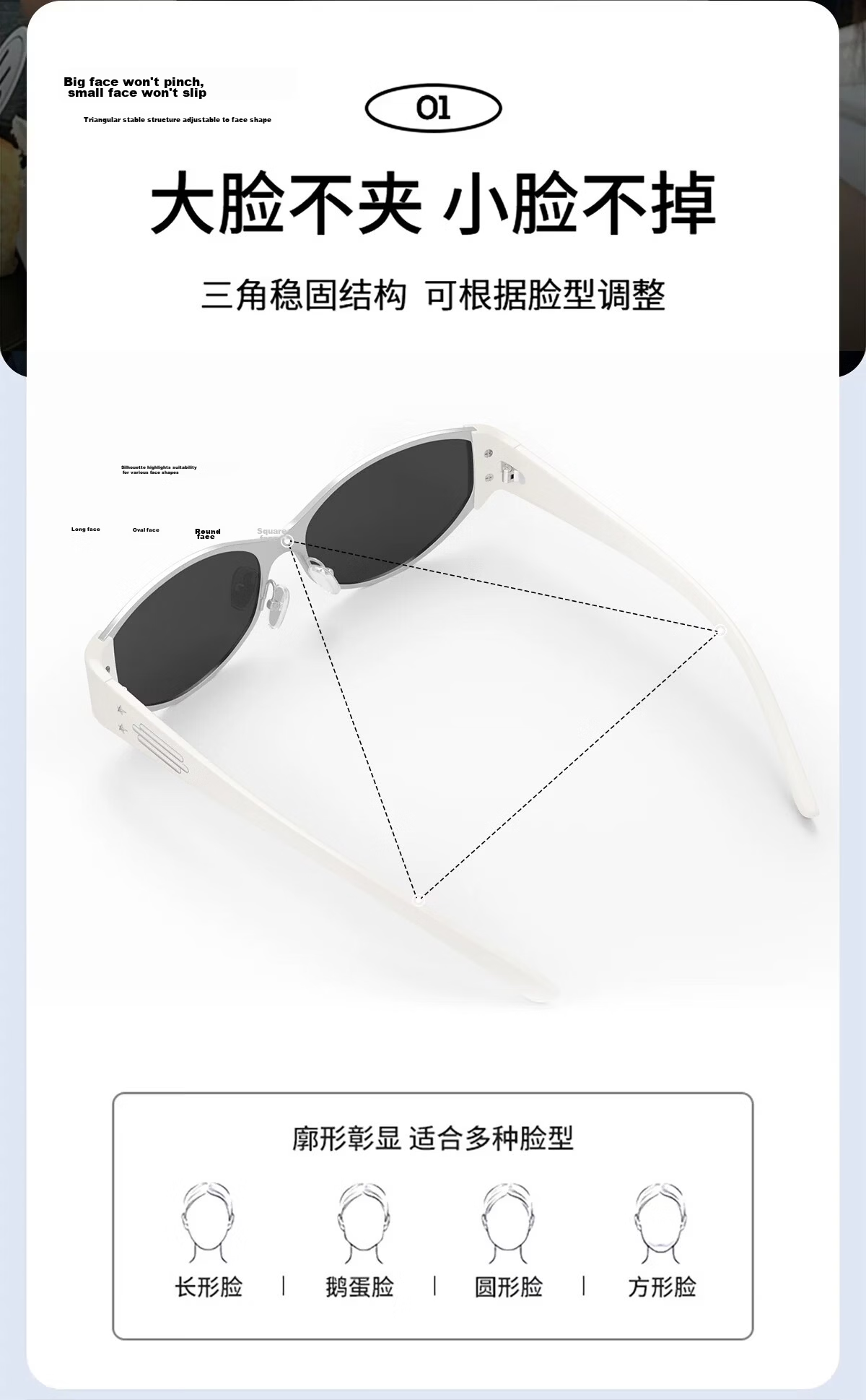 Murata Inao Cat Eye Sunglasses Small Frame Square Round Face High-End UV Protection Women's Sunglasses Sea Salt Silver White 8