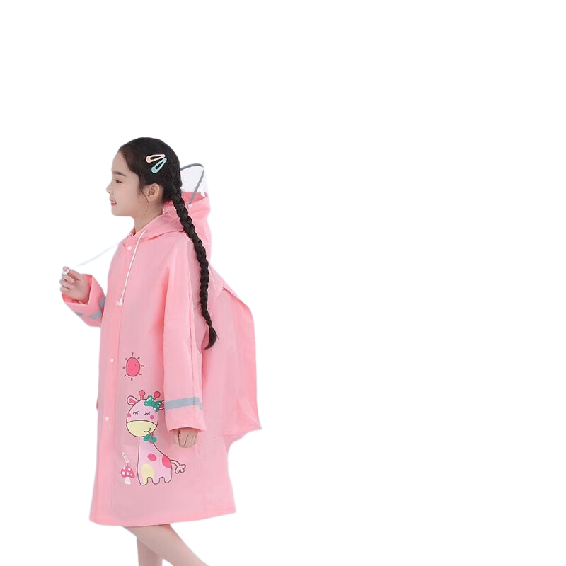 Meebordi Kids Raincoat for Girls Elementary School Backpack Compatible Full Body Heavy Rain Protection New Deer XXXL Size