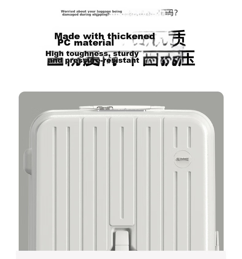 SUMMIT Luggage, 26-Inch Trolley Suitcase, Pure PC Material, Trunk 37, Wet And Dry Separation, PC2519 Black 21