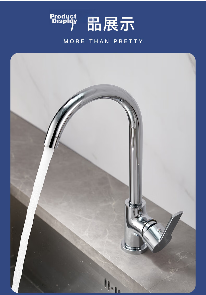 BSITN Kitchen Sink Faucet Hot and Cold Brass Double Temperature High Polish Rotatable BC001 13