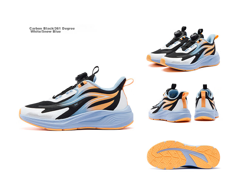 361° Qingling Children's Running Shoes 26 Spring Boys and Girls Youth Quick Bounce Cushioning Dial Professional Sports Shoes Black Size 36 35