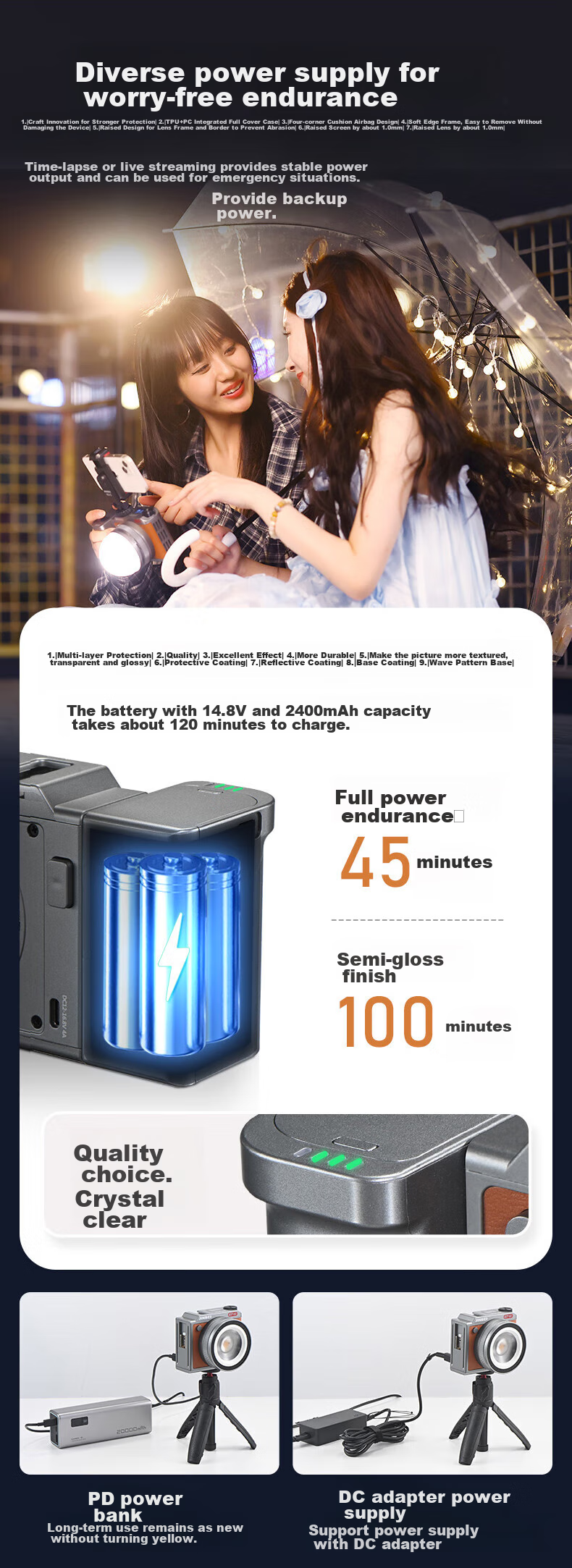 JINBEI EF40BI Retro LED Dual-Color Temperature Fill Light, COB Handheld Zoomable Portable Beauty Photography Continuous Light, Video Photo Live Streaming Light, Wedding Outdoor Night Scene Shooting Lighting 8