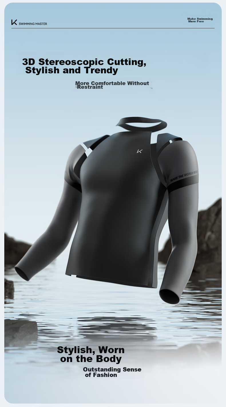 Keep Men's Swimwear, Long-Sleeve Thermal Print Swimsuit, Surfing Suit, 177 Black, XL 2