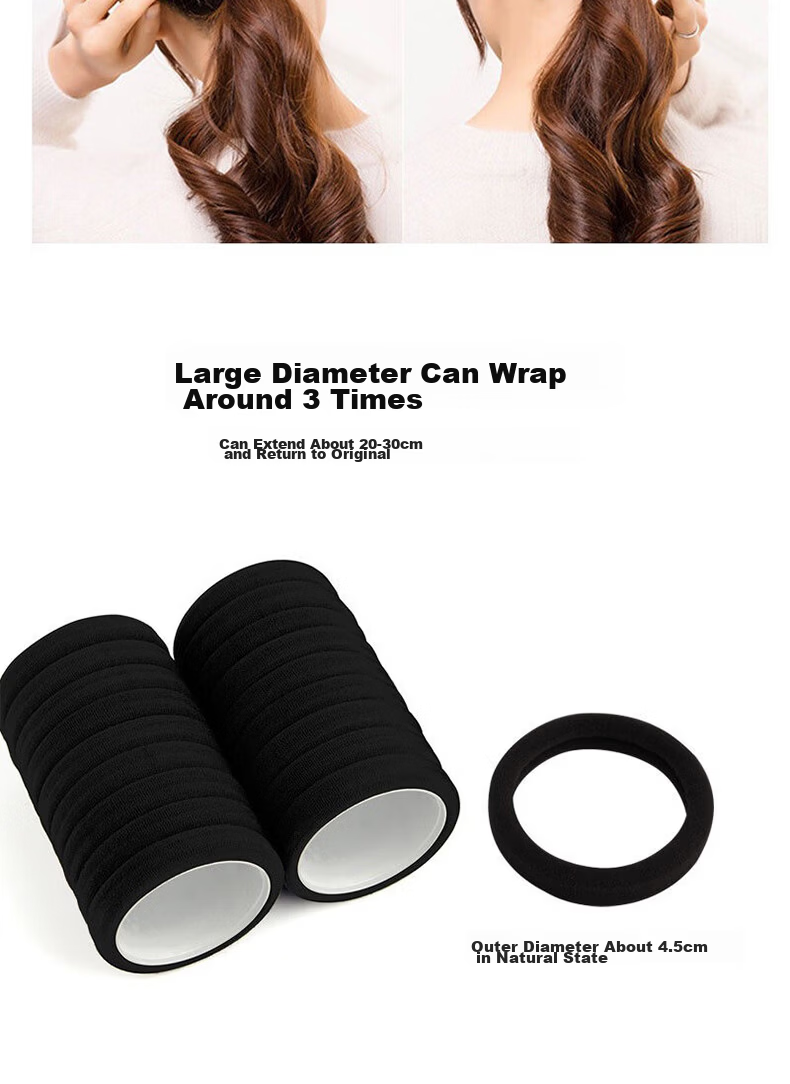BAISHANGYITE Seamless Black Hair Ties 30-Pack Nylon High Elastic Hair Bands Hair Elastics 30 Pieces 3