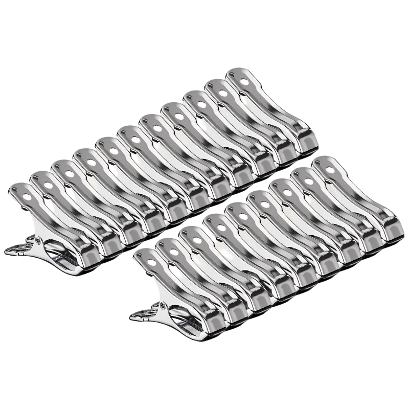 CHUSHE Stainless Steel Clothespins, Windproof And Non-Slip, Fixed Sock Clips And Clothes Clips for Home Use, Large Size Drying Rack for Quilts And Clothes