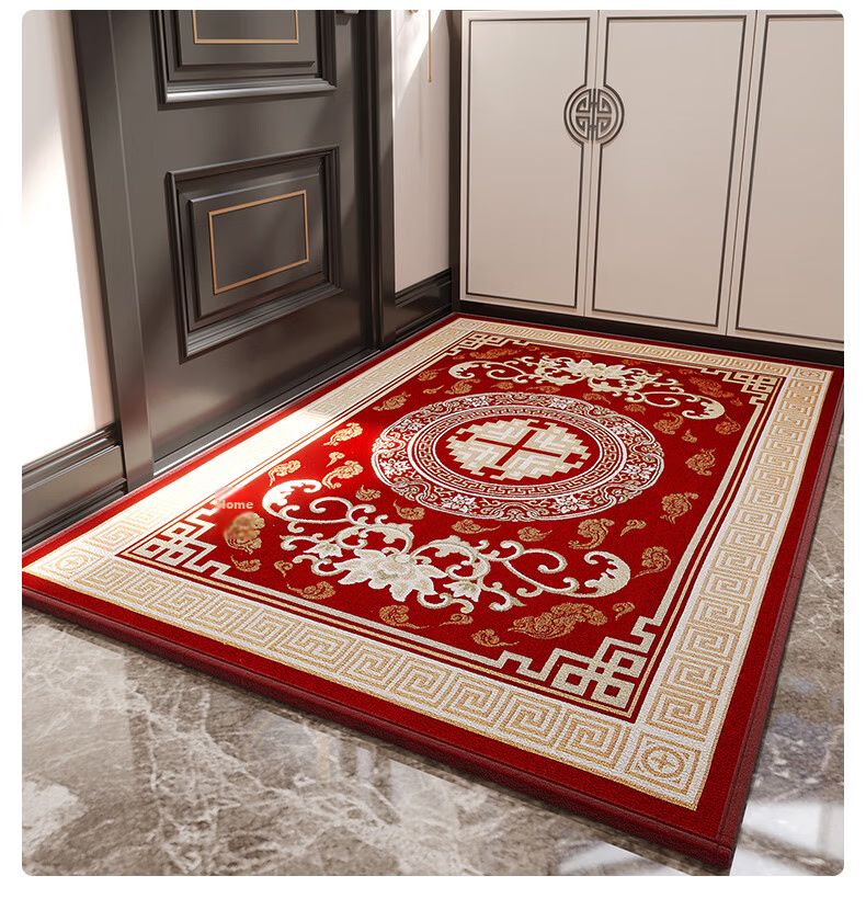 Qiqi Home Red Entrance Door Mat Non-Slip Floor Rug for Entryway Living Room 7