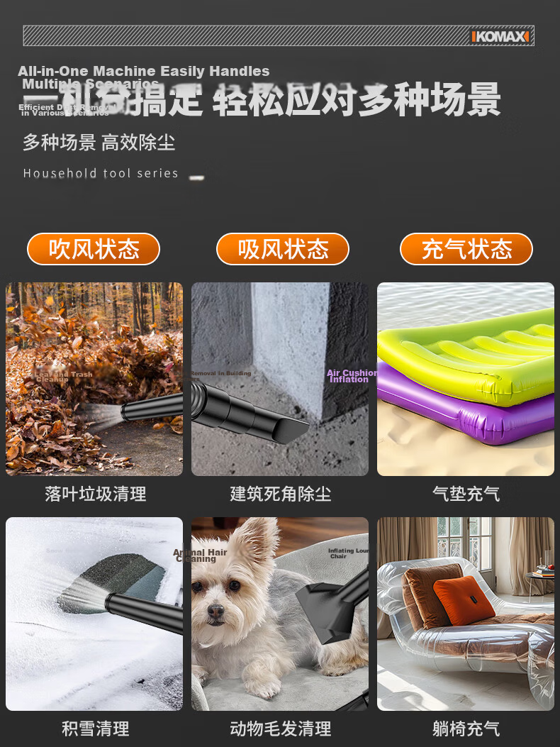 Comais Rechargeable Blower Small Lithium Battery Blower Dual-Use Vacuum Cleaner Industrial Home Computer Dust Blower 8