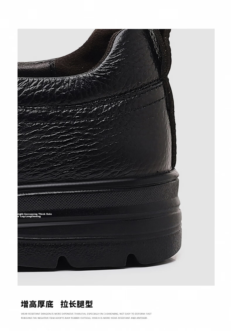 CARTELO First Layer Cowhide Men's Breathable Casual Leather Slip-On Shoes Genuine Leather Dad Shoes KX05 Black Size 46 8